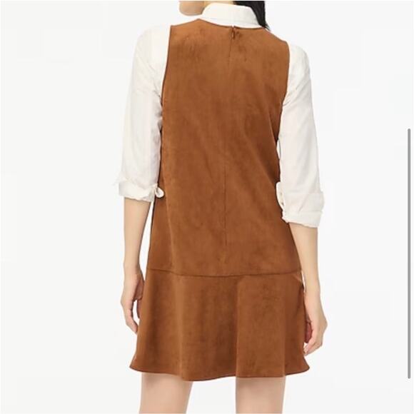 J Crew Carmel Brown Faux-suede drop-waist ruffle Sleeveless mini dress 8 - Picture 11 of 11